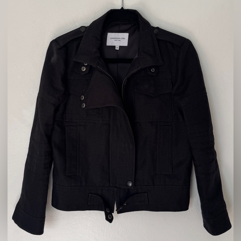 Emerson Fry Linen Moto Jacket Sz. 00